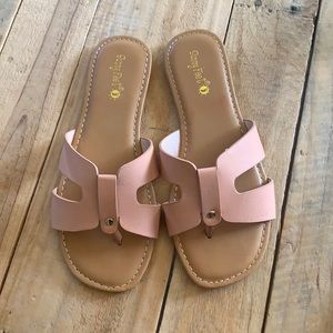 Pink lily blush sandals.